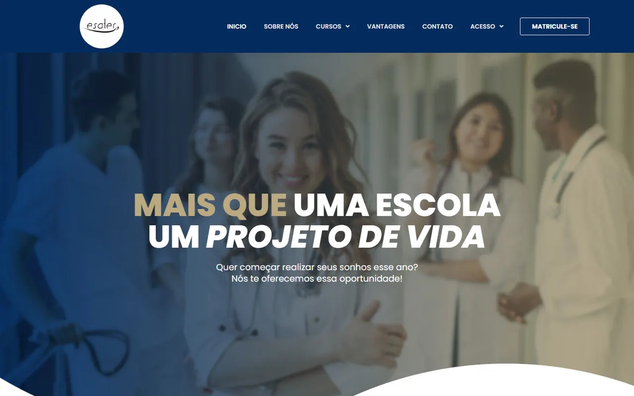 Site da Esater Escola Técnica criado pela Agência Cria